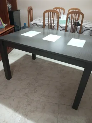 Mesa de salón extensible gris madera