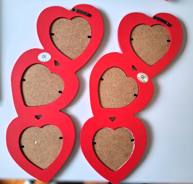 2 Portafoto a forma di cuore (3 foto ciascuno)