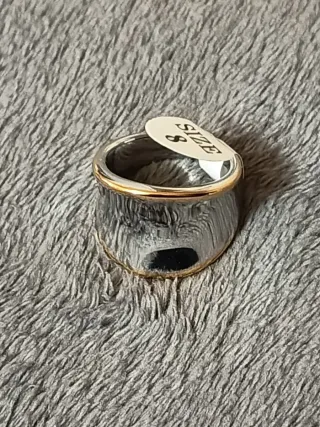 Anillo Acero Inoxidable Dorado y Plateado