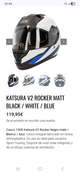Casco de moto integral 130R blanco/negro