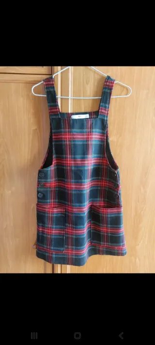 Vestido / Pichi cuadros negro y rojo