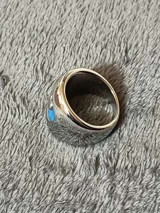 Anillo Acero Corazón Azul