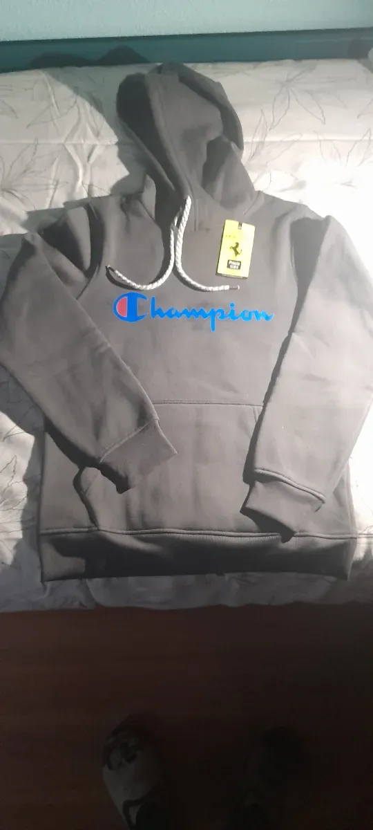 Sudadera Champion Gris con Cordones Blancos