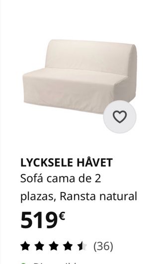 Sofá Cama IKEA Lycksele Håvet 2 Plazas Beige