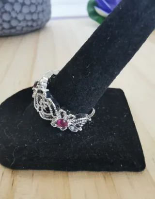 Anillo Granate Natural, talla Ajustable.