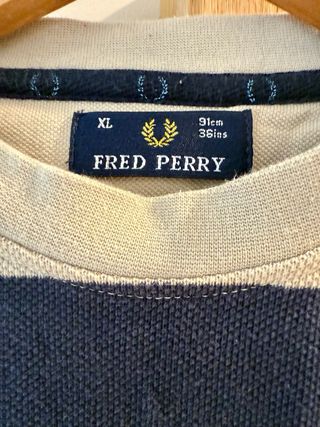 Jersey Fred Perry Rayas Azul y Beige