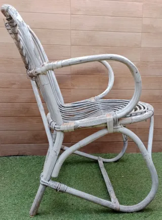 Confezione di 2 poltrone da giardino in rattan/vimini stile vintage