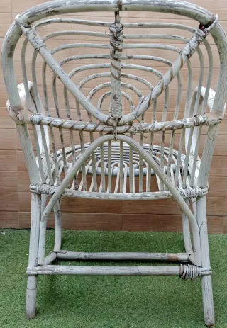 Confezione di 2 poltrone da giardino in rattan/vimini stile vintage