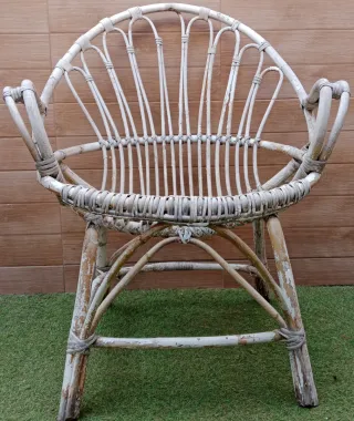 Confezione di 2 poltrone da giardino in rattan/vimini stile vintage