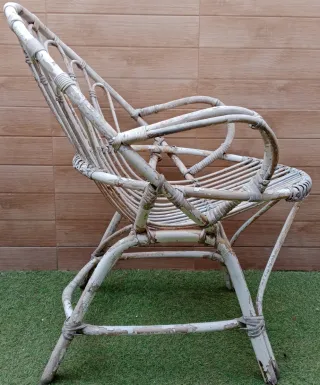 Confezione di 2 poltrone da giardino in rattan/vimini stile vintage