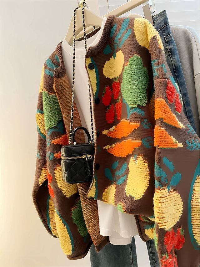 Jersey de punto estampado multicolor