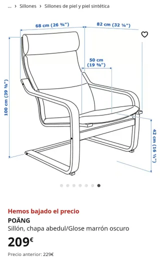 Sillón Poäng Ikea Piel Marrón²