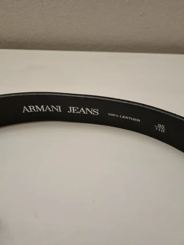 Cintura Armani Jeans Pelle Nera Fibbia Argento
