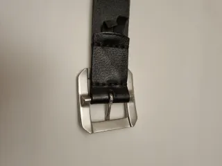 Cintura Armani Jeans Pelle Nera Fibbia Argento