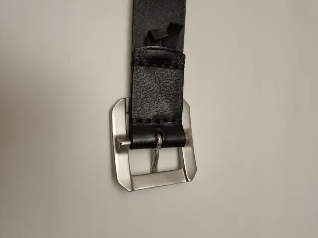 Cintura Armani Jeans Pelle Nera Fibbia Argento