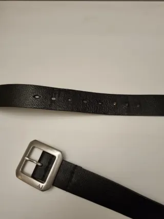 Cintura Armani Jeans Pelle Nera Fibbia Argento