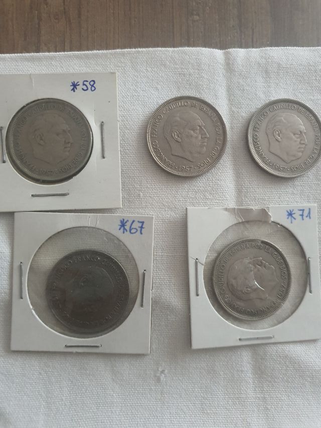 Lote 5 monedas 50 pesetas Franco 1957