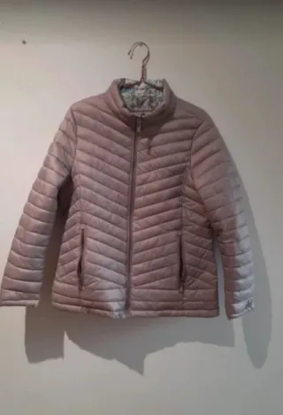 Abrigo plumas reversible beige/multicolor