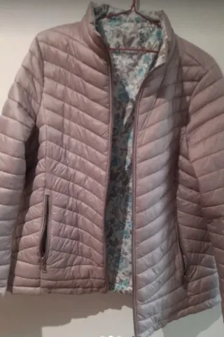 Abrigo plumas reversible beige/multicolor