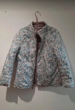 Abrigo plumas reversible beige/multicolor