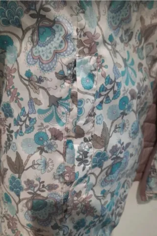 Abrigo plumas reversible beige/multicolor