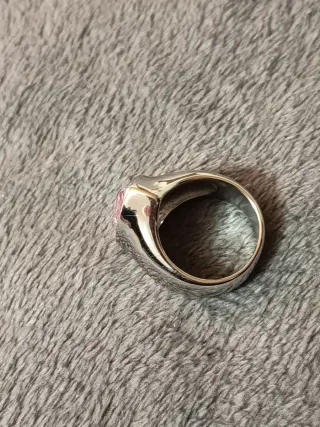 Anillo Acero con Piedra Rosa