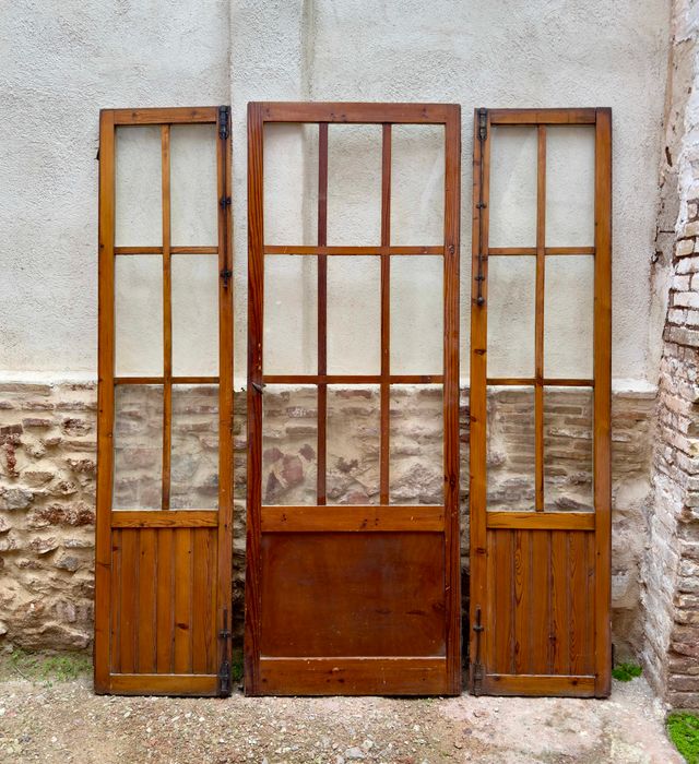 Puerta antigua pino macizo con cristales