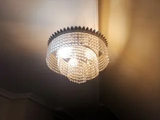 Lámpara araña lágrimas cristal plateada