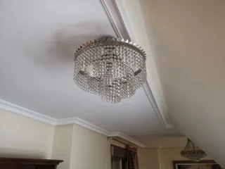 Lámpara araña lágrimas cristal plateada