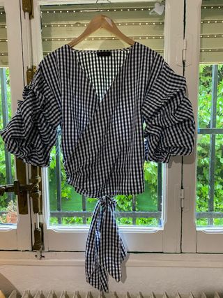 Camisa cuadros flamenca volantes