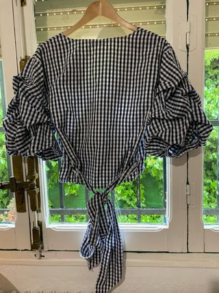 Camisa cuadros flamenca volantes