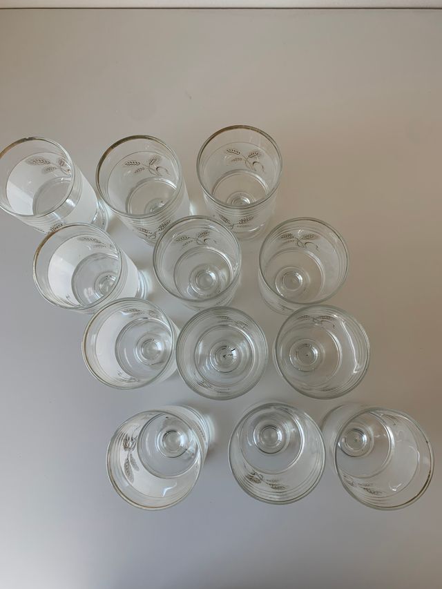 Set 12 Bicchieri Vintage Stelo Dorato