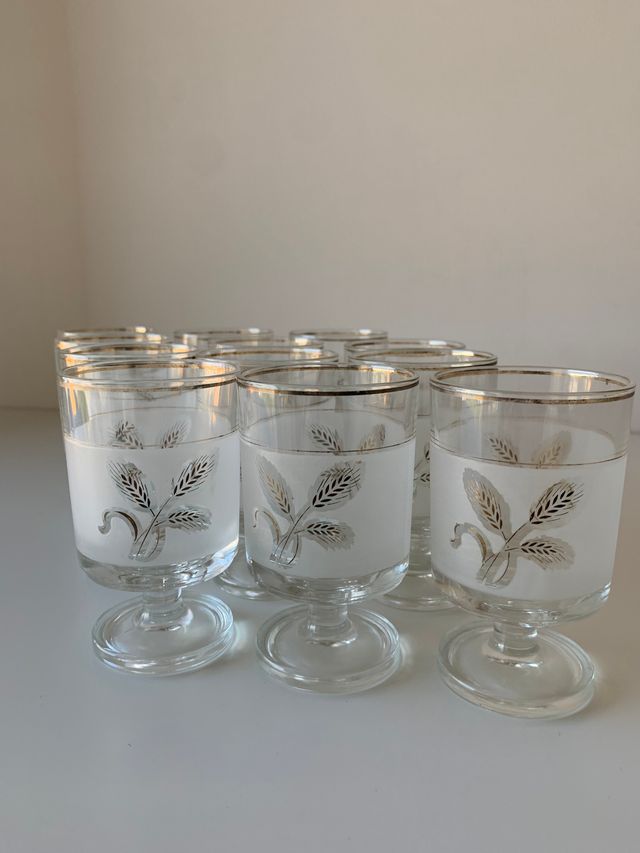 Set 12 Bicchieri Vintage Stelo Dorato