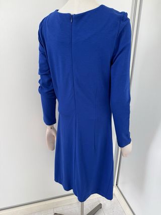 Vestido azul Mango manga larga drapeado