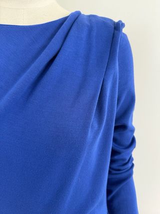 Vestido azul Mango manga larga drapeado