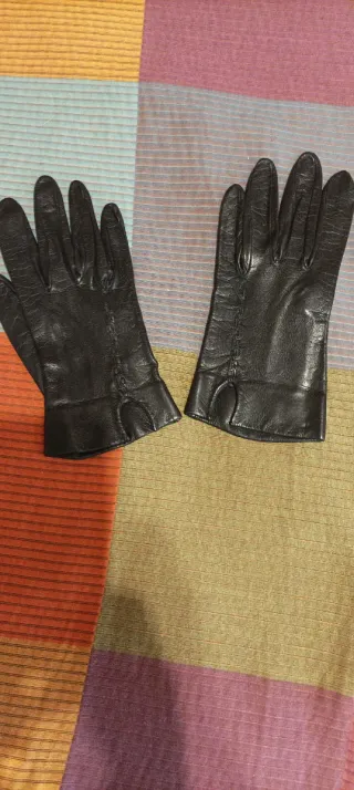 Guantes de cuero mujer vintage negros