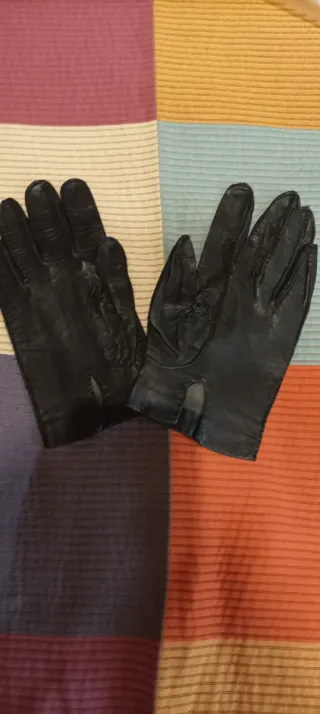 Guantes de cuero mujer vintage negros