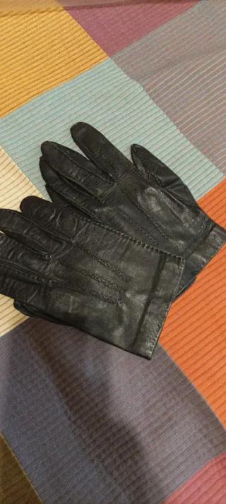 Guantes de cuero mujer vintage negros
