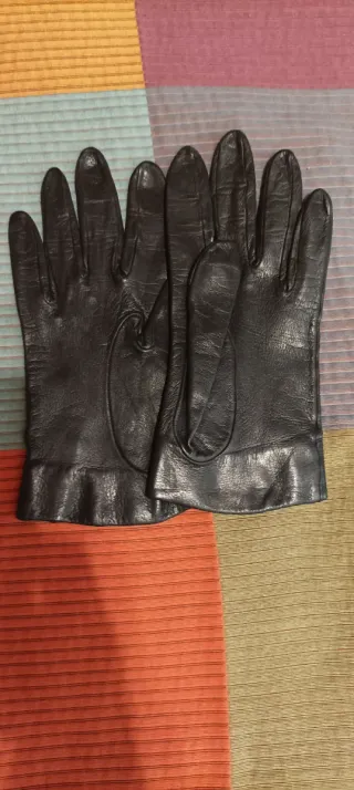 Guantes de cuero mujer vintage negros