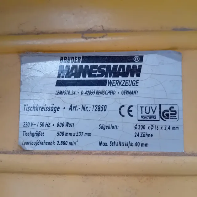 Sierra de mesa Brüder Mannesmann 800W