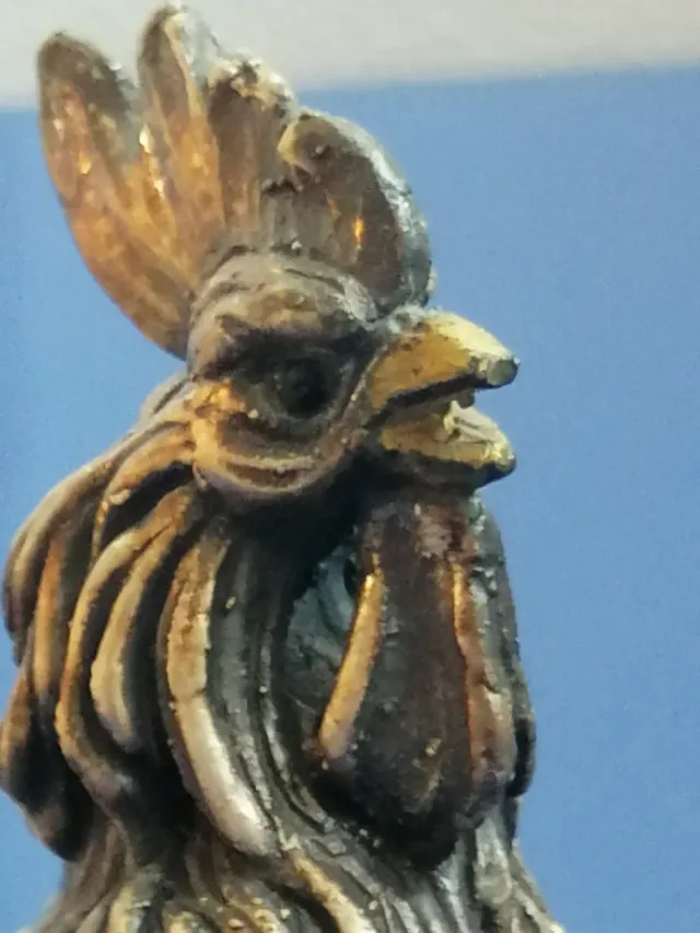 Gallo vintage metallo argentato