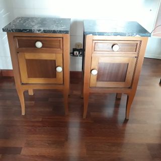 Coppia Comodini Antichi Marmo Legno