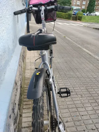 Bicicleta BTWIN Gris con Cesta Rosa