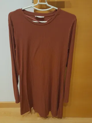 Vestido manga larga mujer marrón, sin estrenar