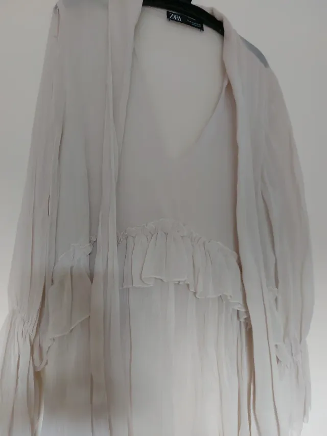 Vestido gasa beige Zara talla única