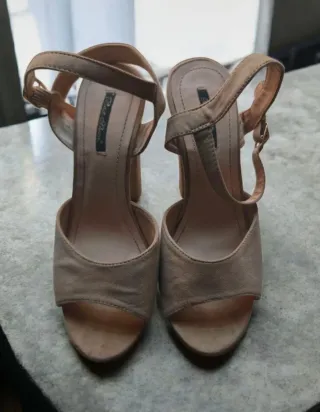 Tacones beige plataforma corcho