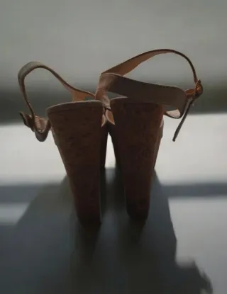 Tacones beige plataforma corcho