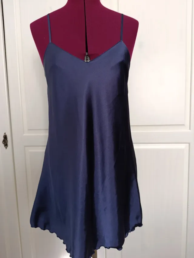 Camisón - Salto de cama de raso azul