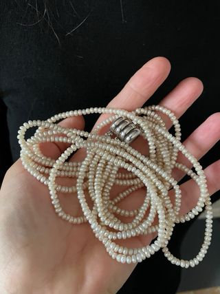 Collana 5 fili perle naturali argento 925