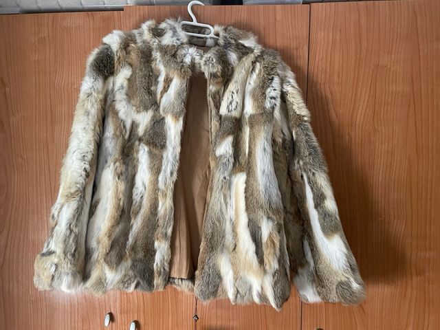 Chaqueta Piel Conejo Beige y Marrón